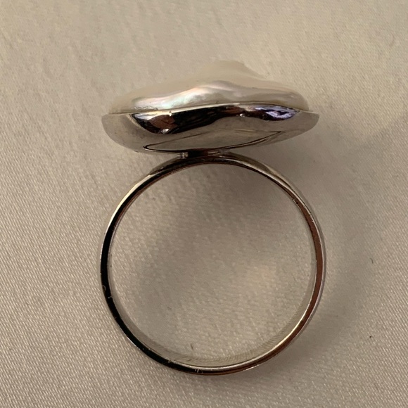 Keshi Cultured Baroque Freshwater Pearl Sterling Silver 925 Ring Size 7 US - Picture 7 of 12